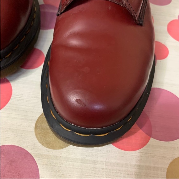 Dr Martens 1460 Smooth Leather Lace UP  Boots In Cherry Red Size7 Chunky vintage - Picture 12 of 12